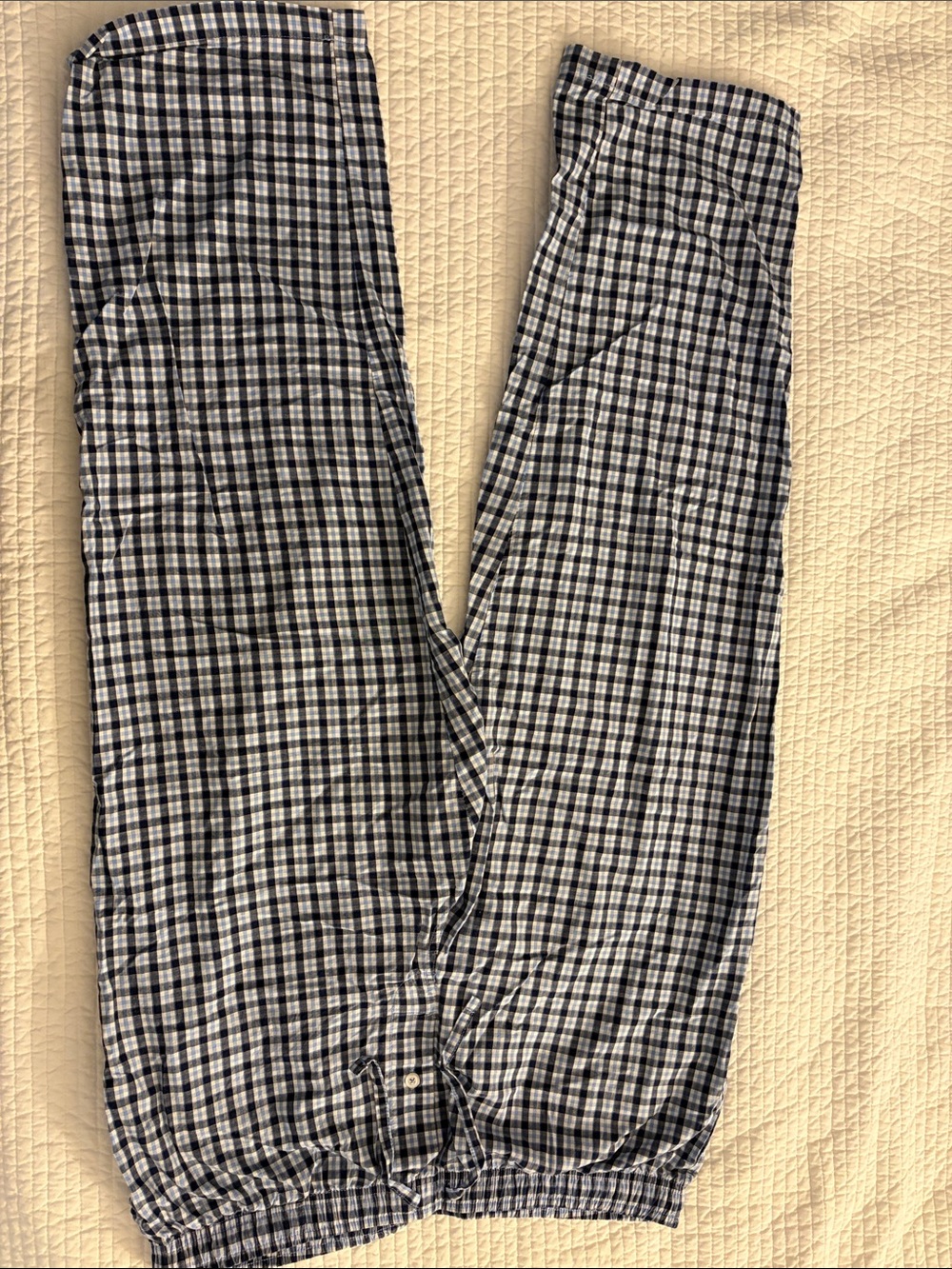 Amazon Essentials navy and White Plaid pajama pants